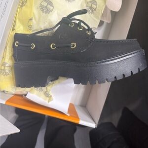 Timberland Women's Black Chunky Lug-Sole Moccasin